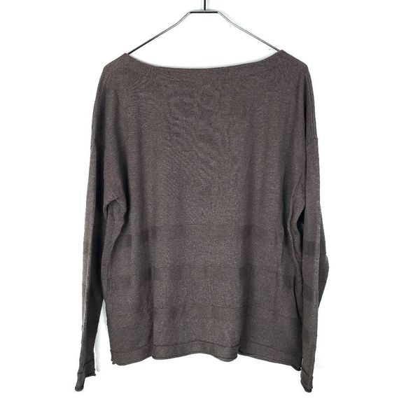 Eddie Bauer Lambswool Chocolate Long Sleeve Striped Pullover Sweater Size: Large - Picture 7 of 7